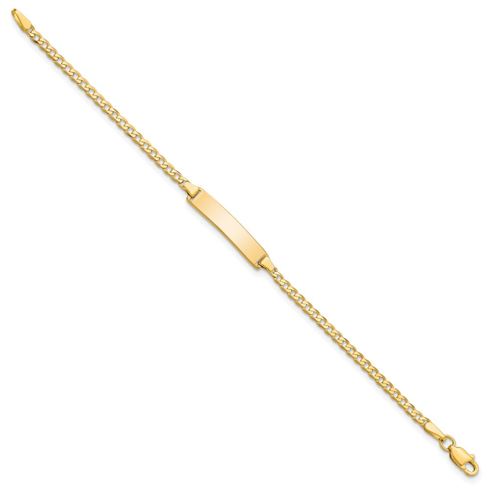 14k Polished Solid Chain/Solid Plate Flat Curb Link 22.5x4.5mm Plate 6 inch Baby/Child ID Bracelet