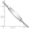 14k White Gold Polished Solid Chain/Solid Plate Flat Curb Link Soft Diamond Shape 19.5x6mm Plate 6 inch Baby/Child ID Bracelet