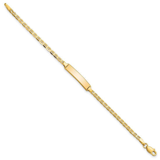 14k Polished Solid Chain/Solid Plate Flat Anchor Link 20x4mm Plate 5.5 inch Baby/Child ID Bracelet