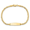 14k Polished Solid Chain/Solid Plate Flat Anchor Link Soft Diamond Shape 19.5x5.2mm Plate 6 inch Baby/Child ID Bracelet