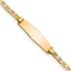 14k Polished Solid Chain/Solid Plate Flat Anchor Link Soft Diamond Shape 19.5x5.2mm Plate 6 inch Baby/Child ID Bracelet
