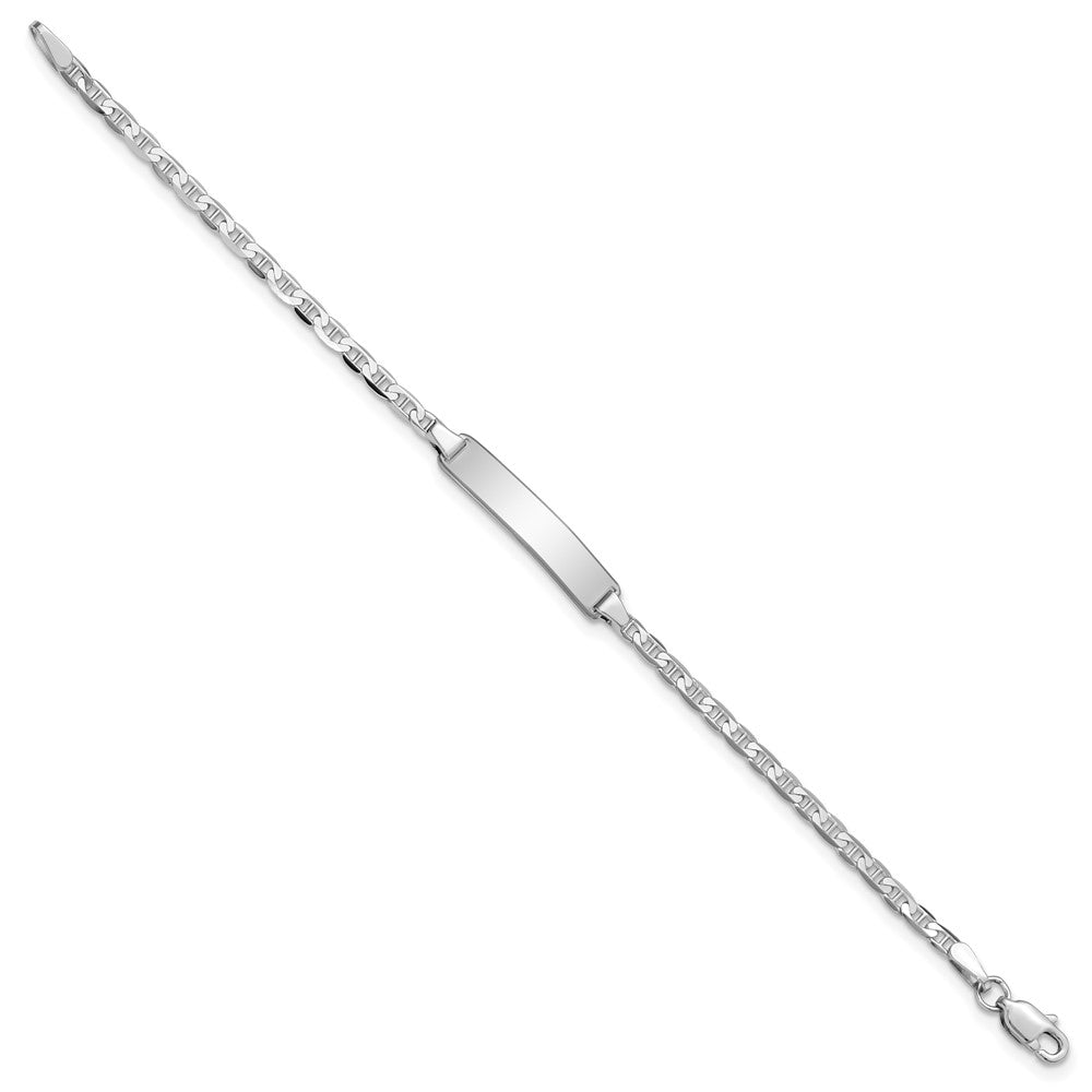 14k White Gold Polished Solid Chain/Solid Plate Anchor Link 20x4mm Plate 5.5 inch Baby/Child ID Bracelet