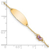 14K Polished Purple Enamel Butterfly and 20x7mm Plate 5.5 inch Baby/Child ID Bracelet with 0.5 inch Extender