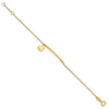 14K Polished Heart Dangle and Bar 5.5 inch Baby/Child Bracelet with 0.5 inch Extender