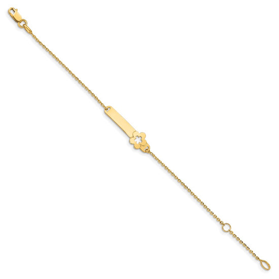 14K Children's Polished Flower w/1in ext. ID Bracelet