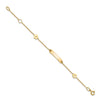 14K Polished 4x18mm Rectangle with Flowers 5.5 inch Childrens ID Bracelet