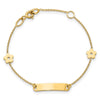 14K Polished 4x18mm Rectangle with Flowers 5.5 inch Childrens ID Bracelet