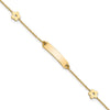 14K Polished 4x18mm Rectangle with Flowers 5.5 inch Childrens ID Bracelet