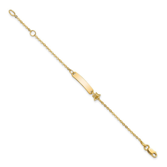 14K Polished 4x18mm Rectangle with Star 5.5 inch Childrens ID Bracelet
