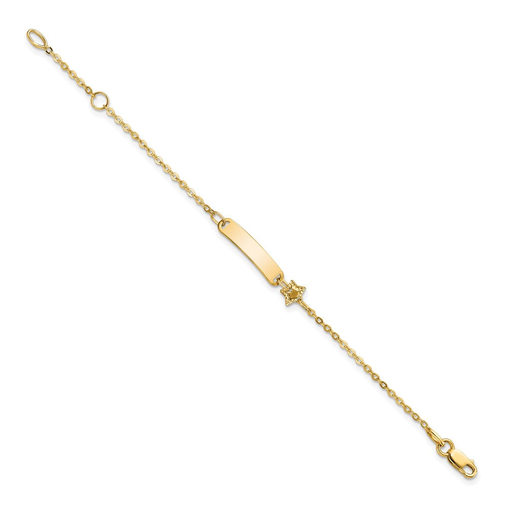 14K Polished 4x18mm Rectangle with Star 5.5 inch Childrens ID Bracelet