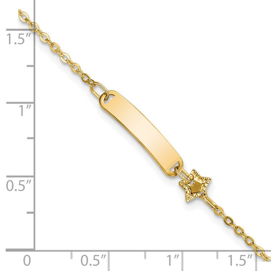 14K Polished 4x18mm Rectangle with Star 5.5 inch Childrens ID Bracelet