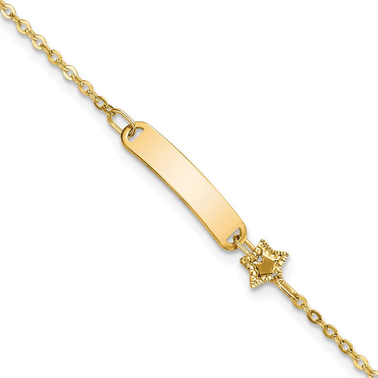 14K Polished 4x18mm Rectangle with Star 5.5 inch Childrens ID Bracelet