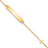 14k Polished 4x23mm Rectangle with Cross 5.5 inch Childs ID Bracelet