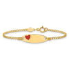 14k Polished Red Enameled Heart on 18x5mm Plate 5.5 inch ID Bracelet