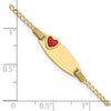 14k Polished Red Enameled Heart on 18x5mm Plate 5.5 inch ID Bracelet
