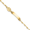 14K Polished Miraculous Medal and 19x4mm Plate 6 inch Baby/Child ID Bracelet