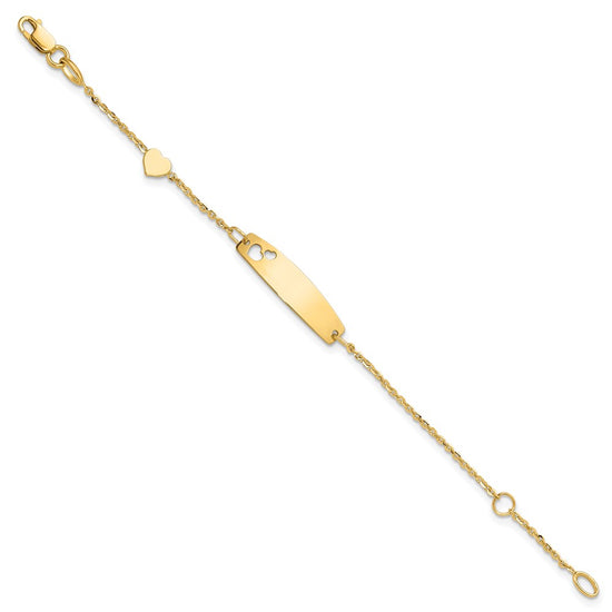 14K Polished Heart and 24x6mm Cut-out Heart Plate 5.5 inch Baby/Child ID Bracelet