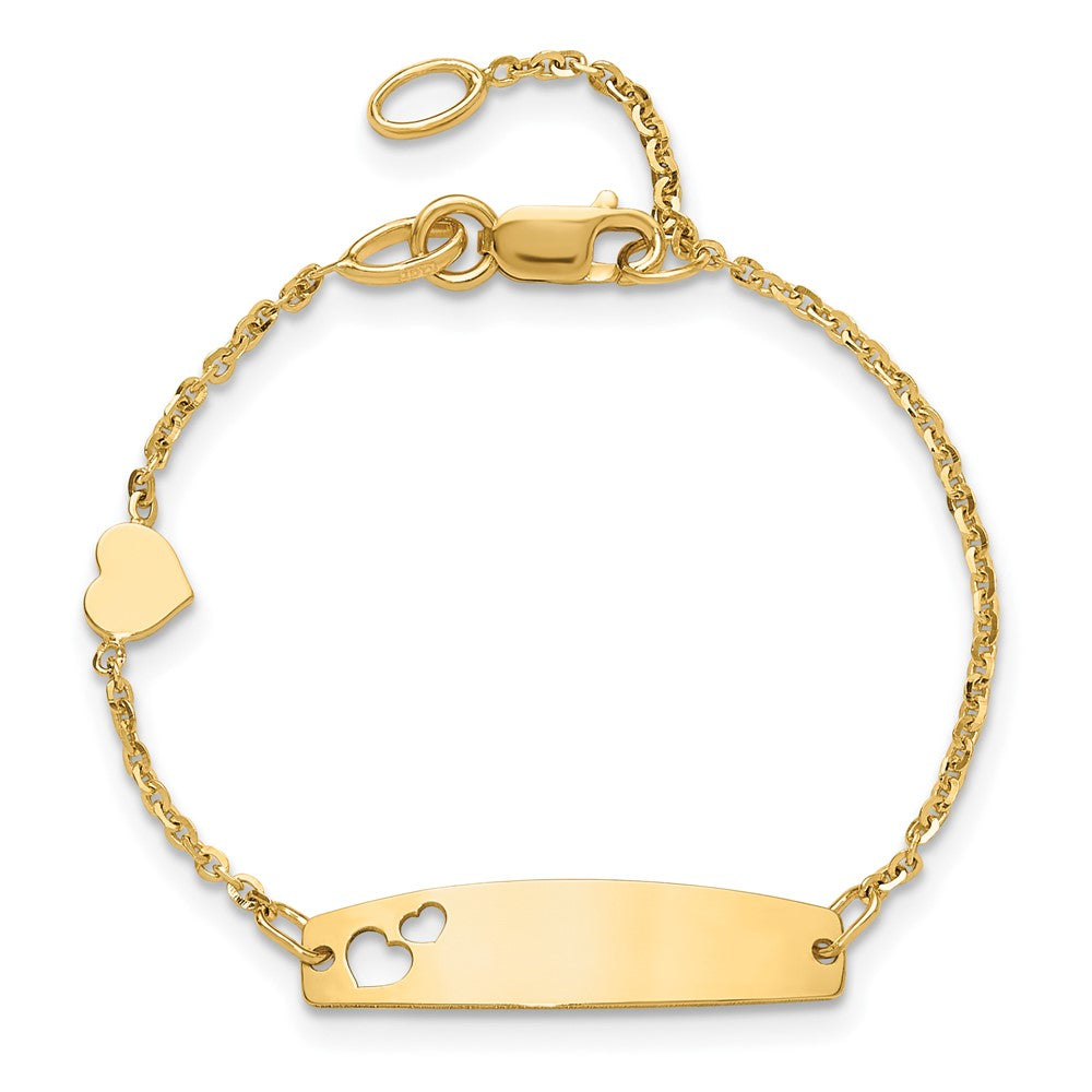14K Polished Heart and 24x6mm Cut-out Heart Plate 5.5 inch Baby/Child ID Bracelet