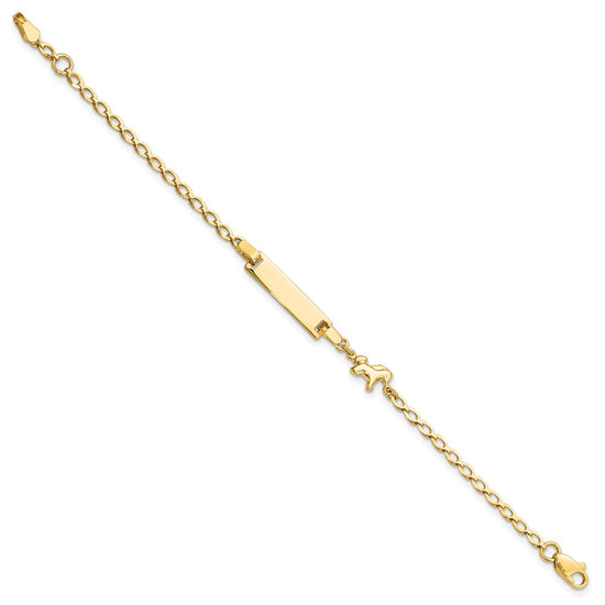 14K Polished Horse and 17x5mm Plate 6 inch Baby/Child ID Bracelet
