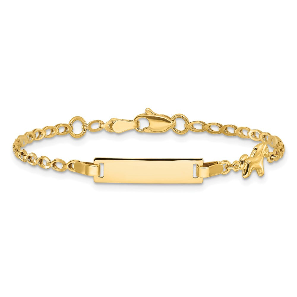 14K Polished Horse and 17x5mm Plate 6 inch Baby/Child ID Bracelet