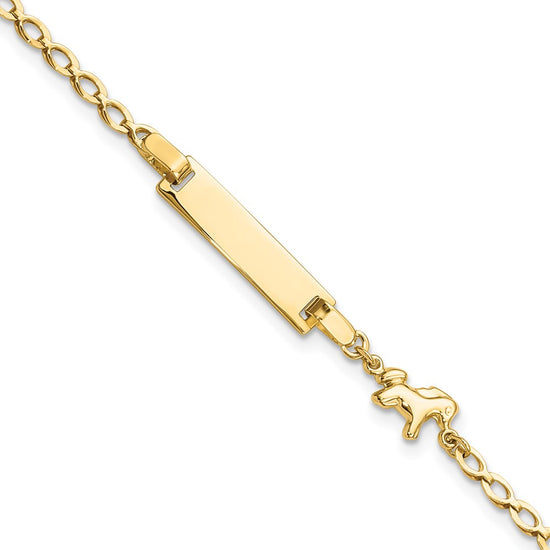 14K Polished Horse and 17x5mm Plate 6 inch Baby/Child ID Bracelet