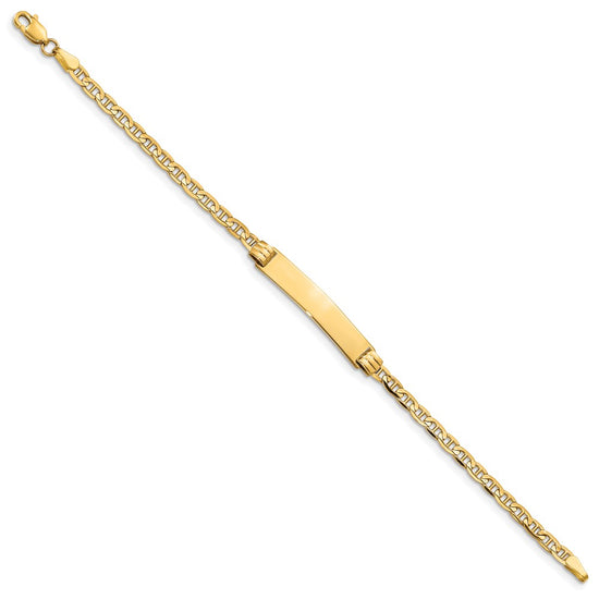 14k Polished Solid Chain/Solid Plate Anchor Link 26x5mm Plate 6 inch Baby/Child ID Bracelet