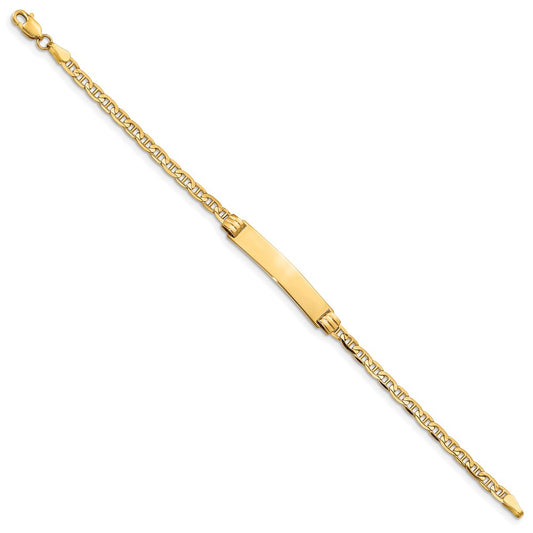 14k Polished Solid Chain/Solid Plate Anchor Link 26x5mm Plate 6 inch Baby/Child ID Bracelet