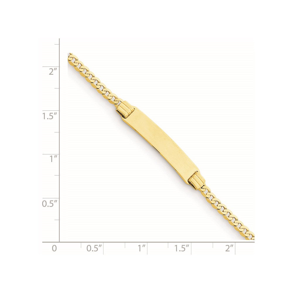 14k Polished Solid Chain/Solid Plate Curb Link 26x5mm Plate 6 inch Baby/Child ID Bracelet