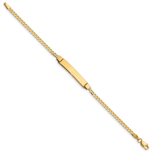 14k Polished Solid Chain/Solid Plate Curb Link 26x5mm Plate 5.5 inch Baby/Child ID Bracelet
