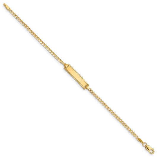 14k Polished Solid Chain/Solid Plate Curb Link 18.5x5mm Plate 6 inch Baby/Child ID Bracelet