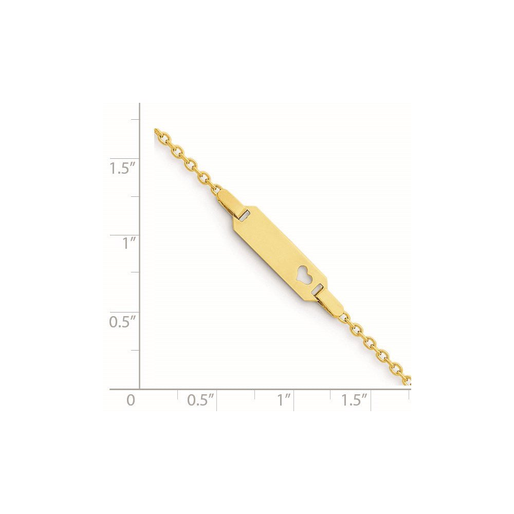 14K Polished Cut-out Heart 18x5mm Plate 6 inch Baby/Child ID Bracelet