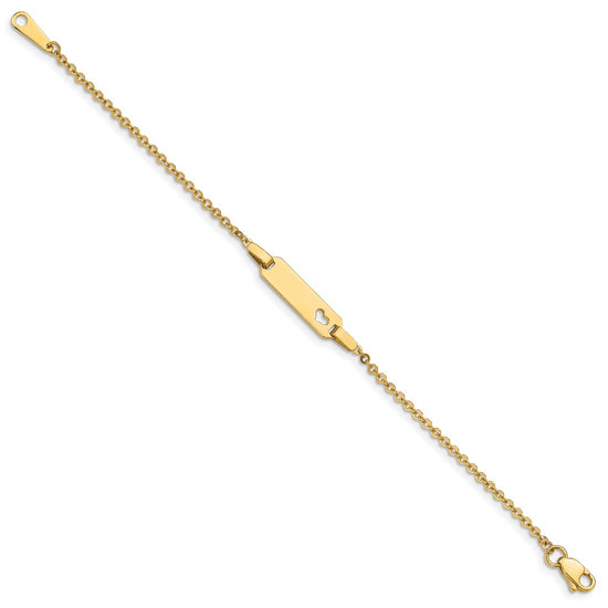 14K Polished Cut-out Heart 18x5mm Plate 6 inch Baby/Child ID Bracelet