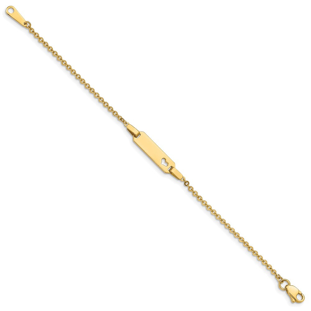 14K Polished Cut-out Heart 18x5mm Plate 6 inch Baby/Child ID Bracelet