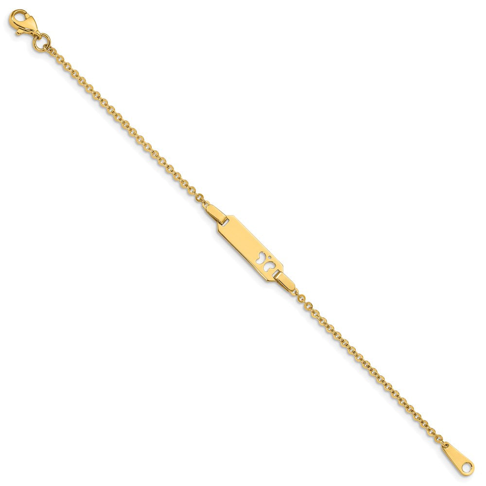 14K Polished Cut-out Butterfly 18x5mm Plate 6 inch Baby/Child ID Bracelet
