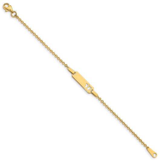 14K Polished Cut-out Butterfly 18x5mm Plate 6 inch Baby/Child ID Bracelet