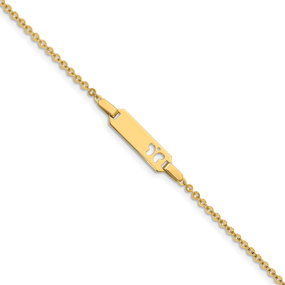14K Polished Cut-out Butterfly 18x5mm Plate 6 inch Baby/Child ID Bracelet