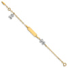 14k Two-tone Polished Teddy Bears and 18x5mm Plate 5.5 inch Baby/Child ID Bracelet with 0.5 inch Extender