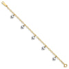 14k Two-tone Polished Dangle Puffed Heart 5.5 inch Baby Bracelet