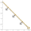14k Two-tone Polished Dangle Puffed Heart 5.5 inch Baby Bracelet