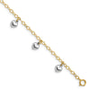 14k Two-tone Polished Dangle Puffed Heart 5.5 inch Baby Bracelet