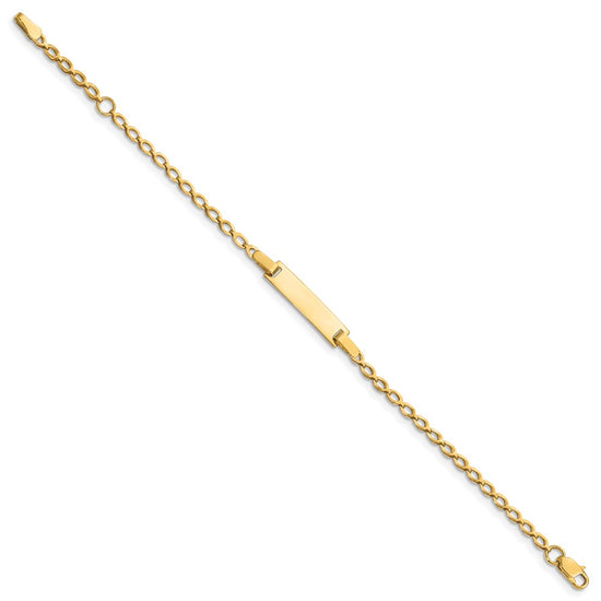 14k Polished Solid Chain/Solid Plate Fancy Link 16x5mm Plate 6 inch Baby/Child ID Bracelet