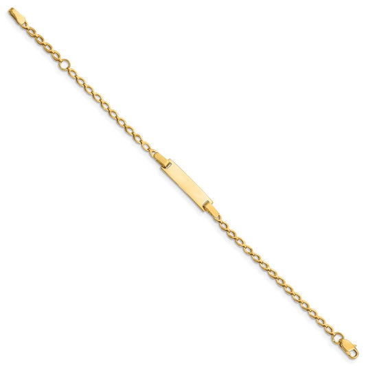 14k Polished Solid Chain/Solid Plate Fancy Link 16x5mm Plate 6 inch Baby/Child ID Bracelet