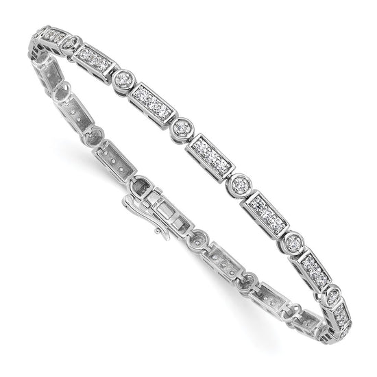 14k White Gold 1 3/8 carat Lab Grown Diamond VS/SI+ G+ Complete 7 inch Bracelet
