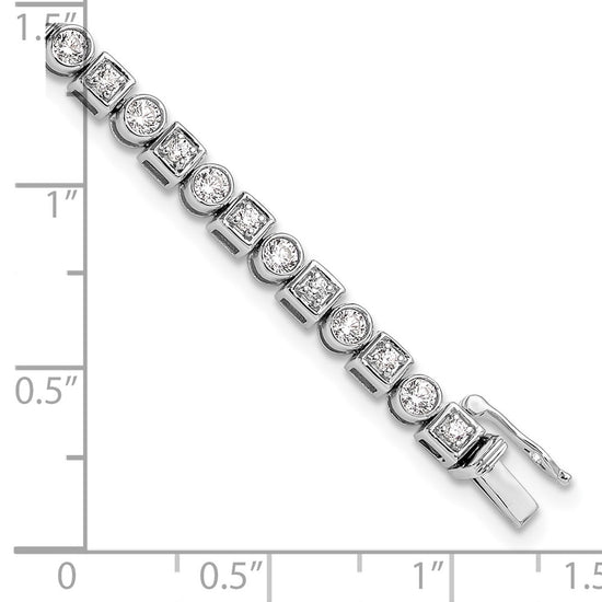 14k White Gold 2 1/8 carat Lab Grown Diamond VS/SI+ G+ Complete 6.75 inch Shapes Bracelet