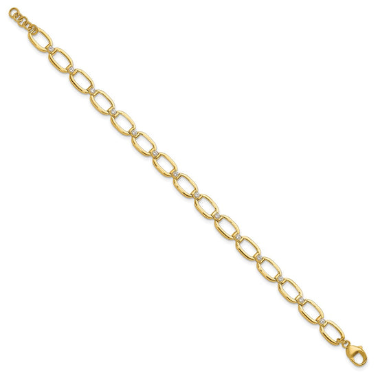 14k 1/2 carat Lab Grown Diamond VS/SI+ G+ Complete Oval Link 6.75 inch with .25 inch extension Bracelet