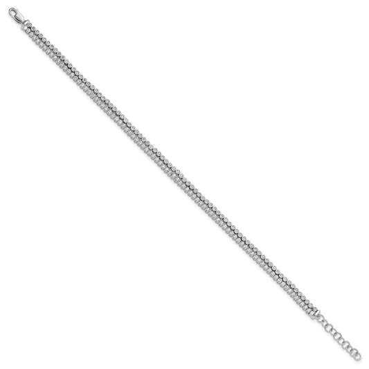 14k White Gold 2 7/8 carat Lab Grown Diamond VS/SI+ G+ Complete Double Strand 7.25 inch with 1 inch extension Bracelet