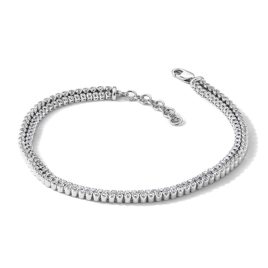 14k White Gold 2 7/8 carat Lab Grown Diamond VS/SI+ G+ Complete Double Strand 7.25 inch with 1 inch extension Bracelet