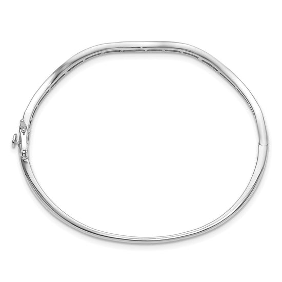 14k White Gold 1 1/4 carat Lab Grown Diamond VS/SI+ G+ Wavy Complete Bangle Bracelet