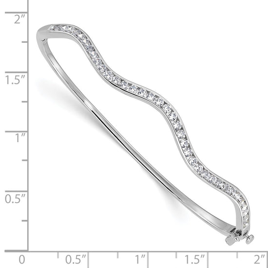 14k White Gold 1 1/4 carat Lab Grown Diamond VS/SI+ G+ Wavy Complete Bangle Bracelet