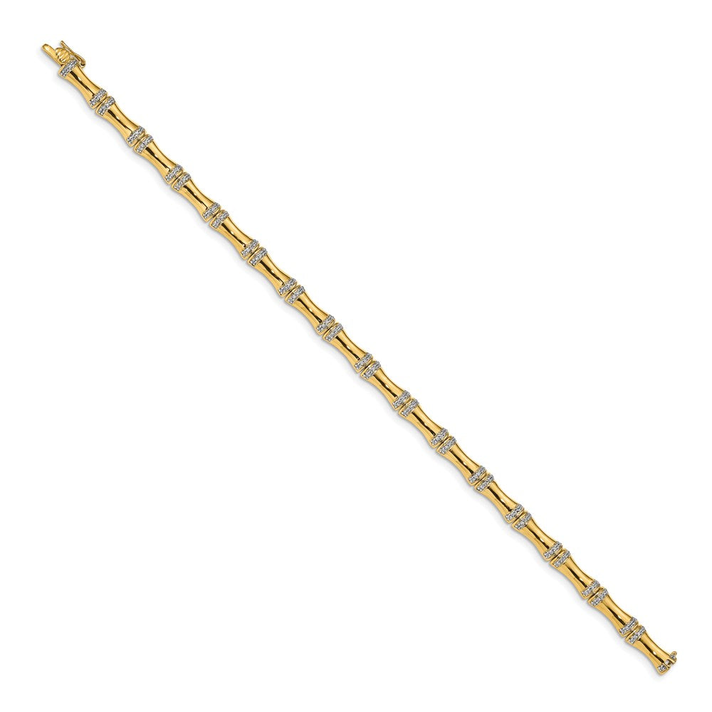 14k Complete 1/2 carat Diamond Bamboo Design 7 inch Bracelet
